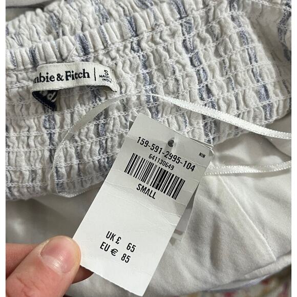 Abercrombie & Fitch Womens Stripe Linen Blend Belted Romper Size S White NWT - Picture 6 of 8